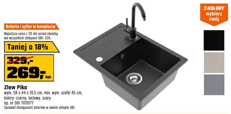 Zlewozmywak Ziew Piko promocja w OBI