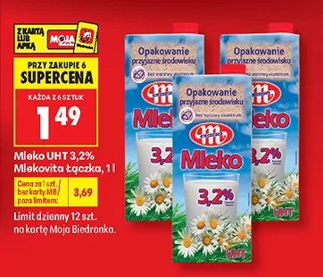 Mleko UHT 3,2% Mlekovita Łaciate promocja w Biedronka