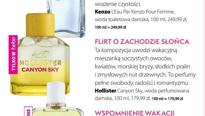 Woda perfumowana damska Hollister Canyon Sky promocja w Hebe