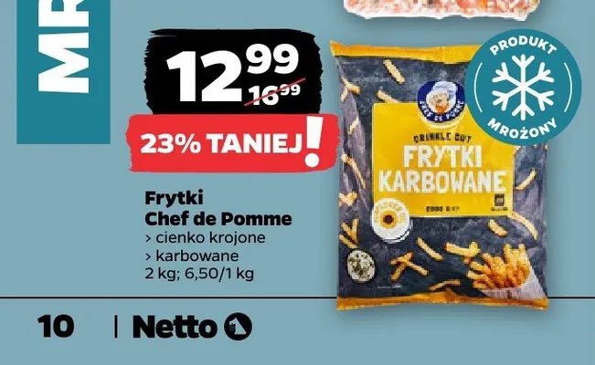 Frytki cienko krojone Chef de Pomme promocja w Netto