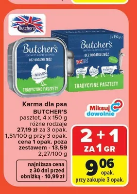 Karma dla psa Butcher's z wołowiną 4-pak promocja w Carrefour