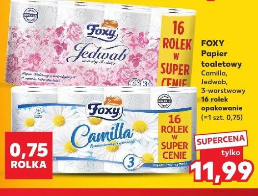 Papier toaletowy 3-warstwowy Foxy Camilla 16-pak promocja w Kaufland