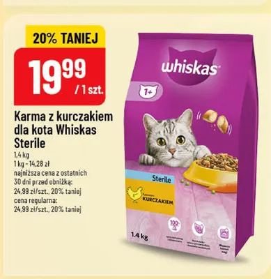 Karma z kurczakiem dla kota Whiskas Sterile promocja w POLOmarket