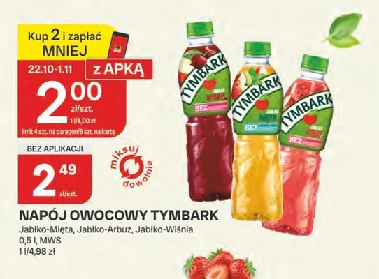 Napój owocowy jabłko-mięta Tymbark promocja w Chorten