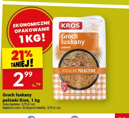 Groch łuskany połówki Kros promocja w Twój Market