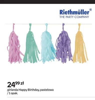 Girlanda Happy Birthday pastelowa Riethmüller promocja w Empik