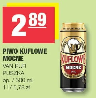 Piwo kuflowe mocne Van Pur puszka promocja w SPAR