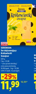 Ser dojrzewający Królewiecki Szwajcar Serenada promocja w Lidl