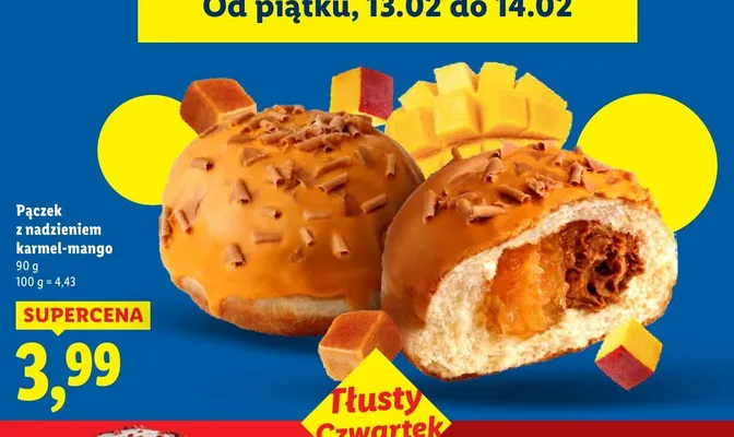 Pączek z nadzieniem karmel-mango promocja w Lidl