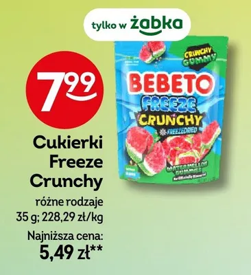 Cukierki Freeze Crunchy różne rodzaje promocja w Żabka