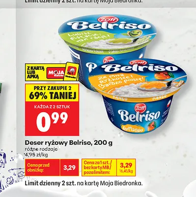 Deser ryżowy Belriso pistacja promocja w Biedronka