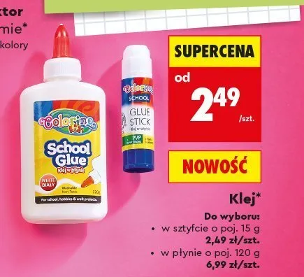 Klej w płynie Colorino School promocja w Biedronka