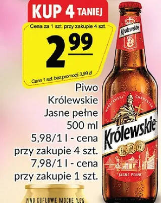 Piwo Królewskie Jasne pełne promocja w Prim Market