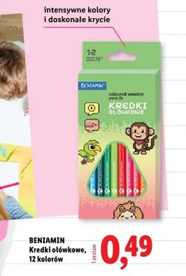 Kredki ołówkowe Beniamin 12 kolorów promocja w Lidl