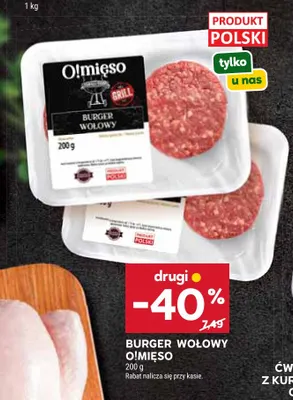 Burger wołowy O!mięso promocja w Stokrotka