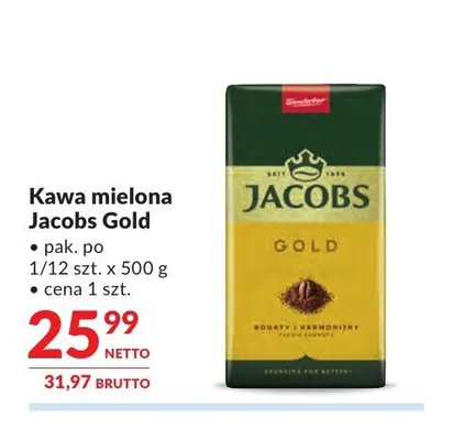 Kawa mielona Jacobs Gold promocja w Makro