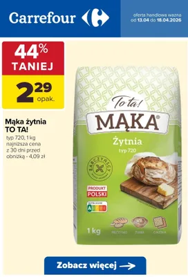 Mąka żytnia typ 720 promocja w Carrefour