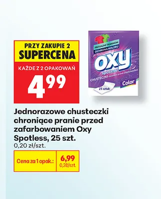 Jednorazowe chusteczki chroniące pranie przed zafarbowaniem Oxy Spotless promocja w Biedronka