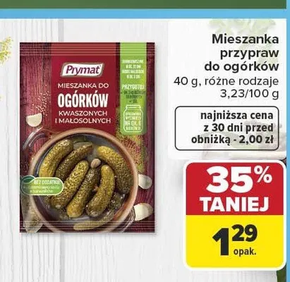 Mieszanka przypraw do ogórków Prymat Kwaszonych i Małosolnych promocja w Carrefour