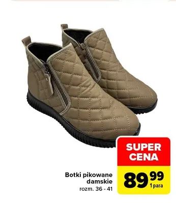 Botki pikowane damskie promocja w Carrefour
