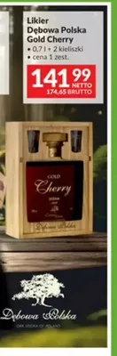 Likier Dębowa Polska Gold Cherry + 2 kieliszki promocja w Makro