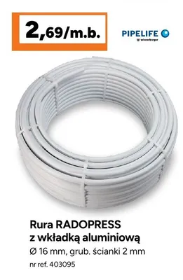 Rura RADOPRESS z wkładką aluminiową Pipelife promocja w Bricoman