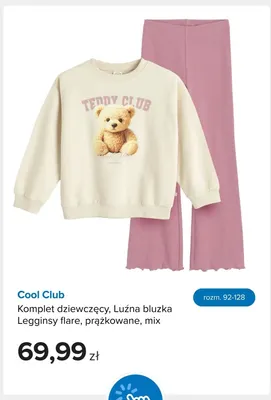 Komplet dziewczęcy luźna bluzka legginsy flare prążkowane Cool Club promocja w Smyk