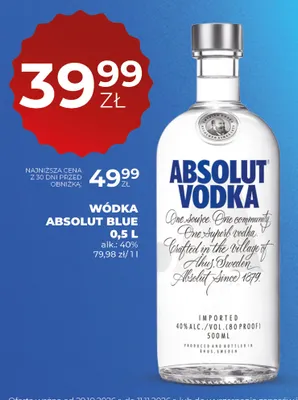 Wódka Absolut Blue promocja w Duży Ben
