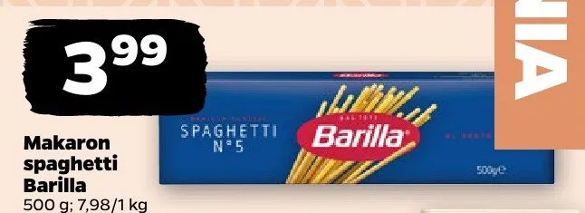 Makaron spaghetti Barilla N°5 promocja w Netto