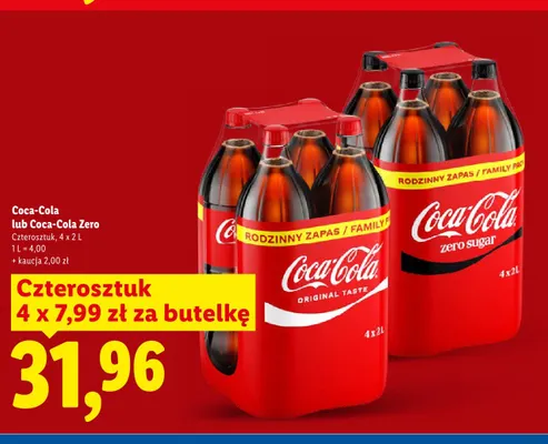 Napój gazowany Coca-Cola Zero 4-pak promocja w Lidl