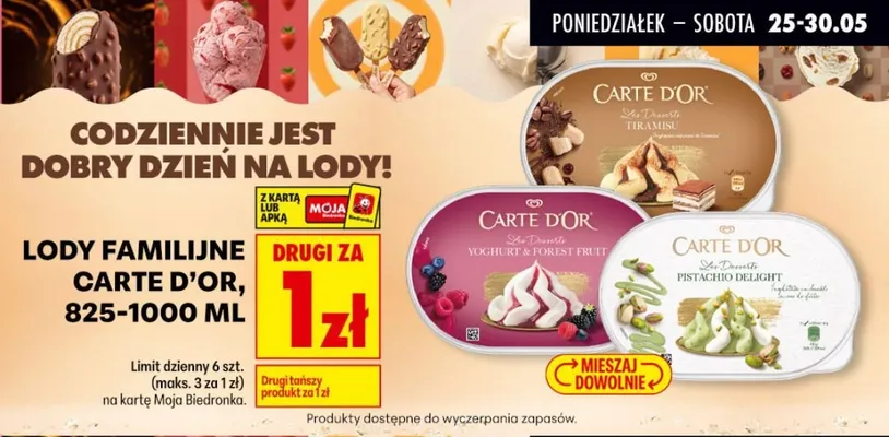Lody familijne Carte D'Or promocja w Biedronka