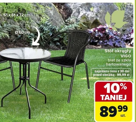 Stół okrągły Vigo blat ze szkła hartowanego promocja w Carrefour Market