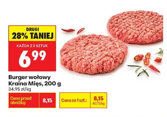 Burger wołowy Kraina Mięs promocja w Biedronka