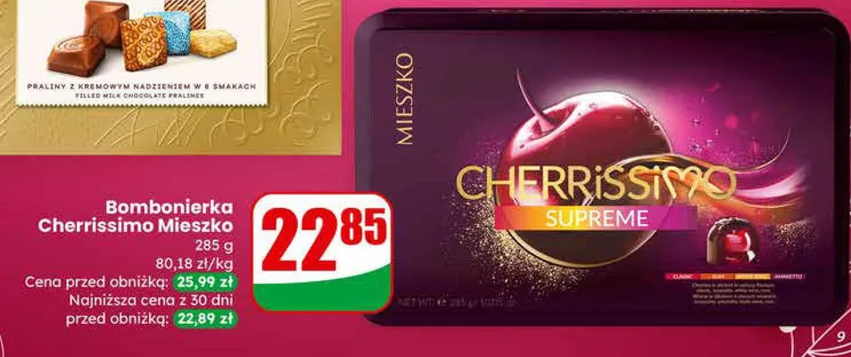 Bombonierka Cherrissimo Supreme praliny z kremowym nadzieniem w 6 smakach promocja w Dino