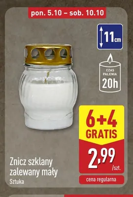 Znicz szklany zalewany mały promocja w Aldi