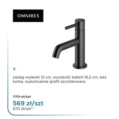 Bateria umywalkowa stojąca Omnires Y grafit szczotkowany promocja w Blu Salony Łazienek