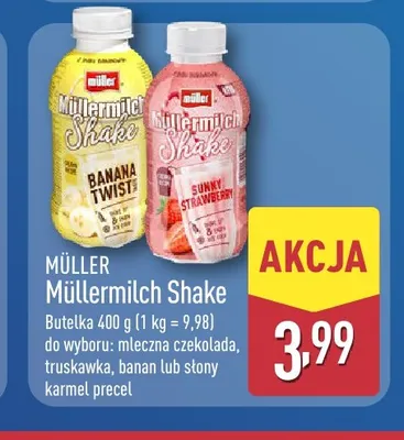 Napój mleczny Müllermilch Shake truskawka Müller promocja w Aldi