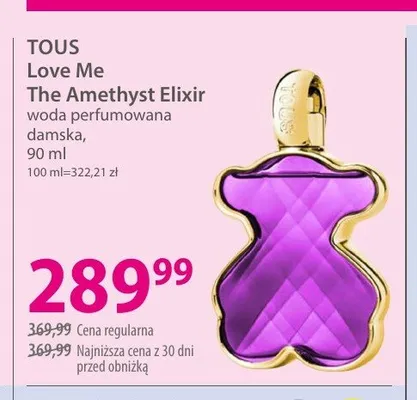 Woda perfumowana damska TOUS Love Me The Amethyst Elixir promocja w Hebe