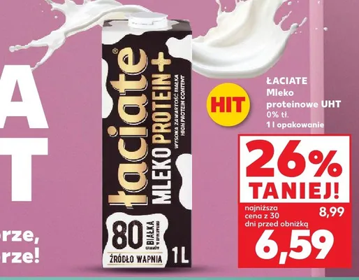 Mleko proteinowe UHT 0% tł. Łaciate promocja w Kaufland