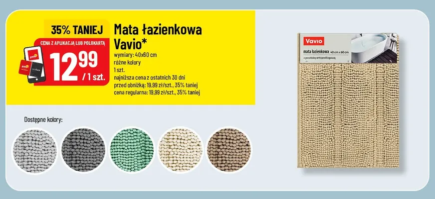 Mata łazienkowa Vavio 40x60 cm promocja w POLOmarket
