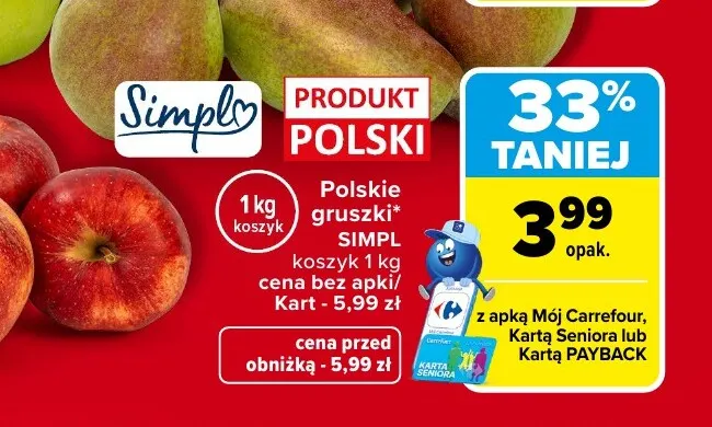 Gruszki polskie Simpl promocja w Carrefour Market