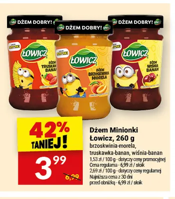 Dżem Minionki Łowicz brzoskwinia-morela promocja w Twój Market