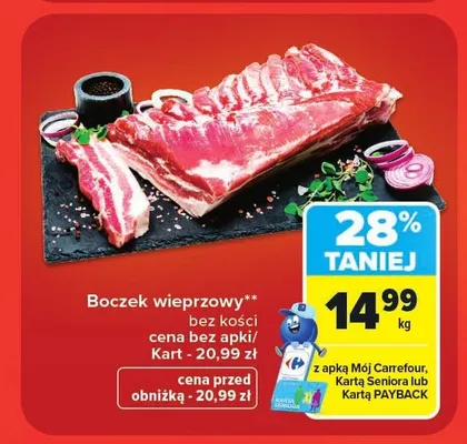 Boczek wieprzowy bez kości promocja w Carrefour
