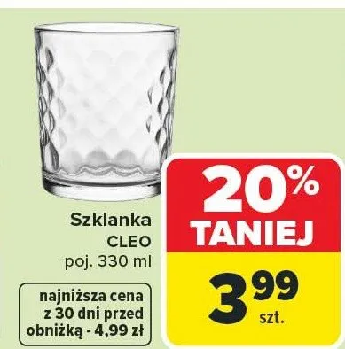 Szklanka CLEO poj. 330 ml promocja w Carrefour