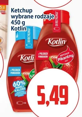 Ketchup 60% mniej kalorii Kotlin promocja w Kupiec