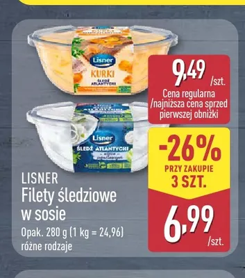 Filety śledziowe w sosie kurki Lisner promocja w Aldi