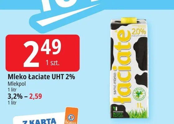 Mleko UHT Łaciate 3,2% promocja w Leclerc