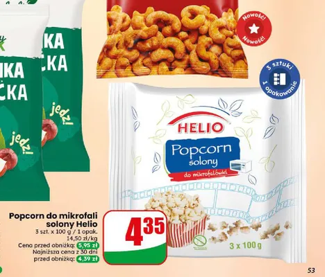 Popcorn do mikrofali solony Helio 3-pak promocja w Dino