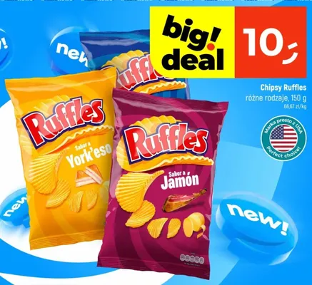 Chipsy Ruffles Sabor a Jamón promocja w Dealz