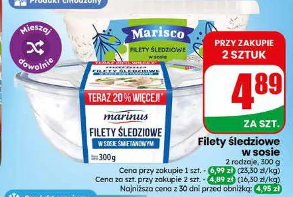 Filety śledziowe w sosie Marisco promocja w Dino